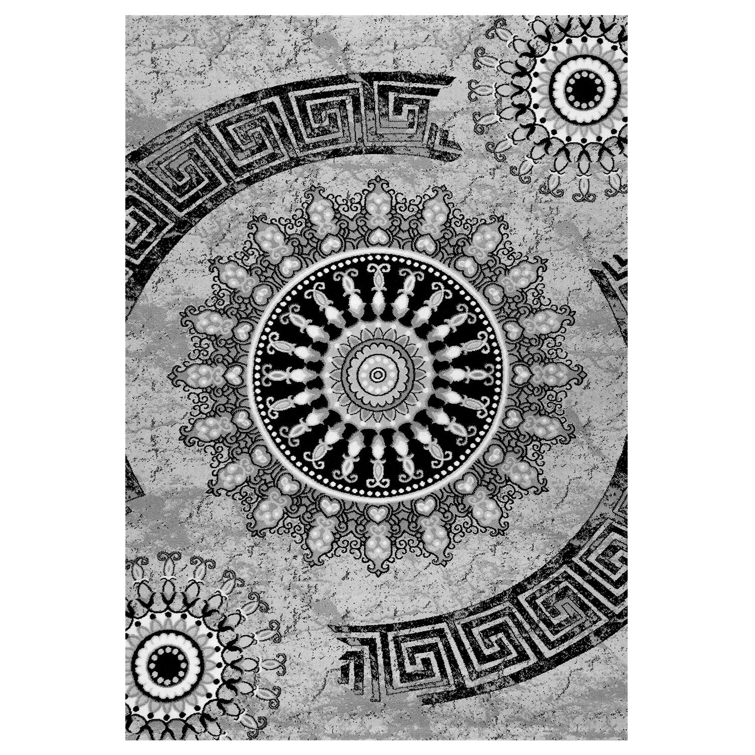 Teppich kurzflor Klassisch Orient Design Vintage Mandala Dunkelbraun Grau Anthrazit, für Wohnzimmer, Schlafzimmer-6