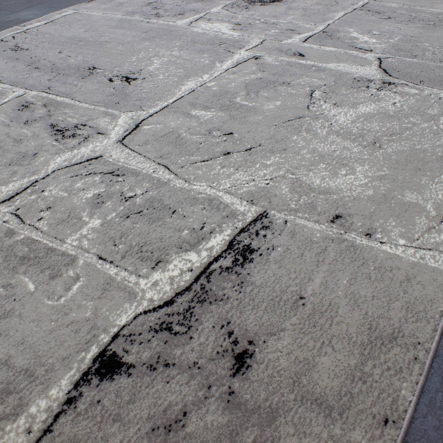 Designer rug, modern stone wall marble look in grey-3