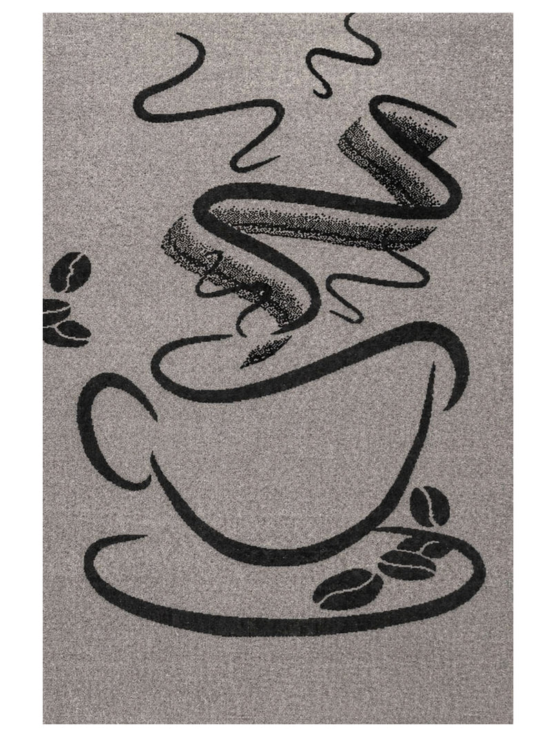 Küchenteppich Grau Trendiger Kaffee Teppich, Cappuccino Muster Küchenläufer Kurzflor-zoom-