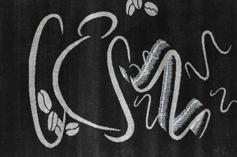 Küchenteppich Schwarz Trendiger Kaffee Teppich, Cappuccino Muster Tasse Kurzflor-zoom-