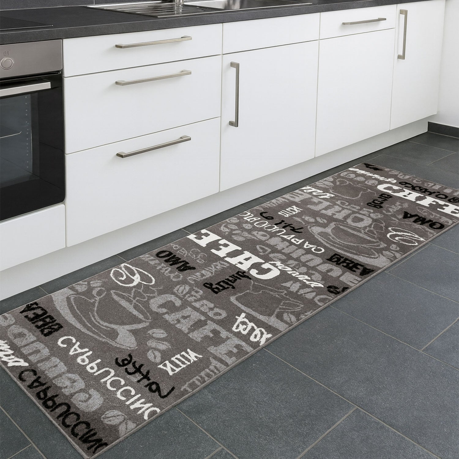 Kitchen rug grey trendy coffee rug, carpet runner coffee pattern runner