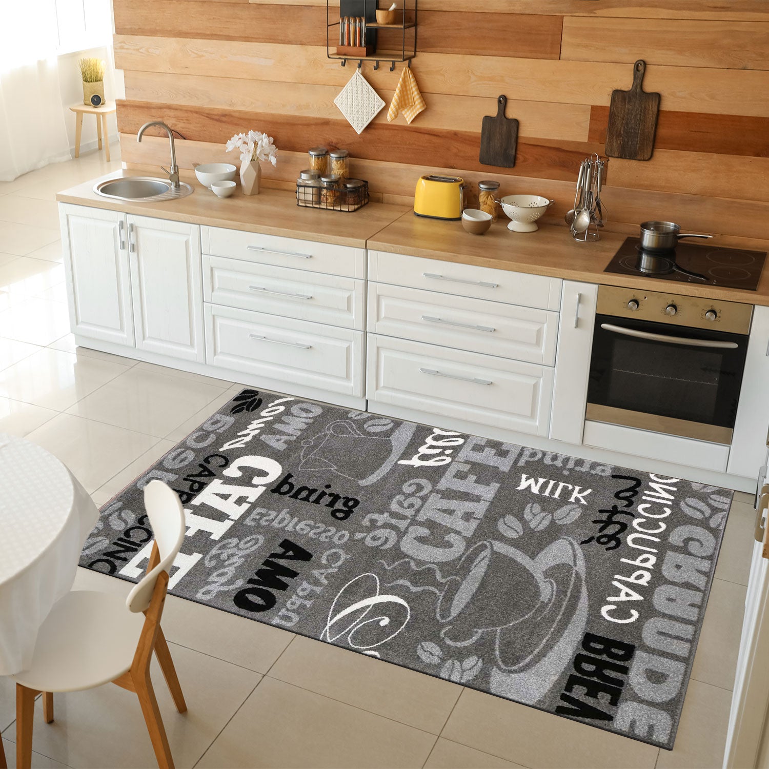 Kitchen rug grey trendy coffee rug, carpet runner coffee pattern runner
