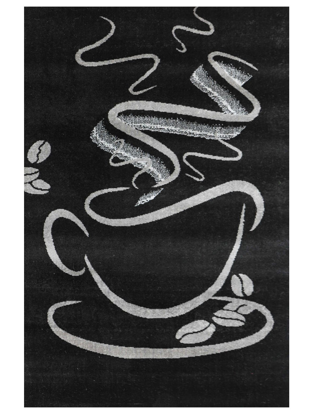 Küchenteppich Schwarz Trendiger Kaffee Teppich, Cappuccino Muster Tasse Kurzflor
