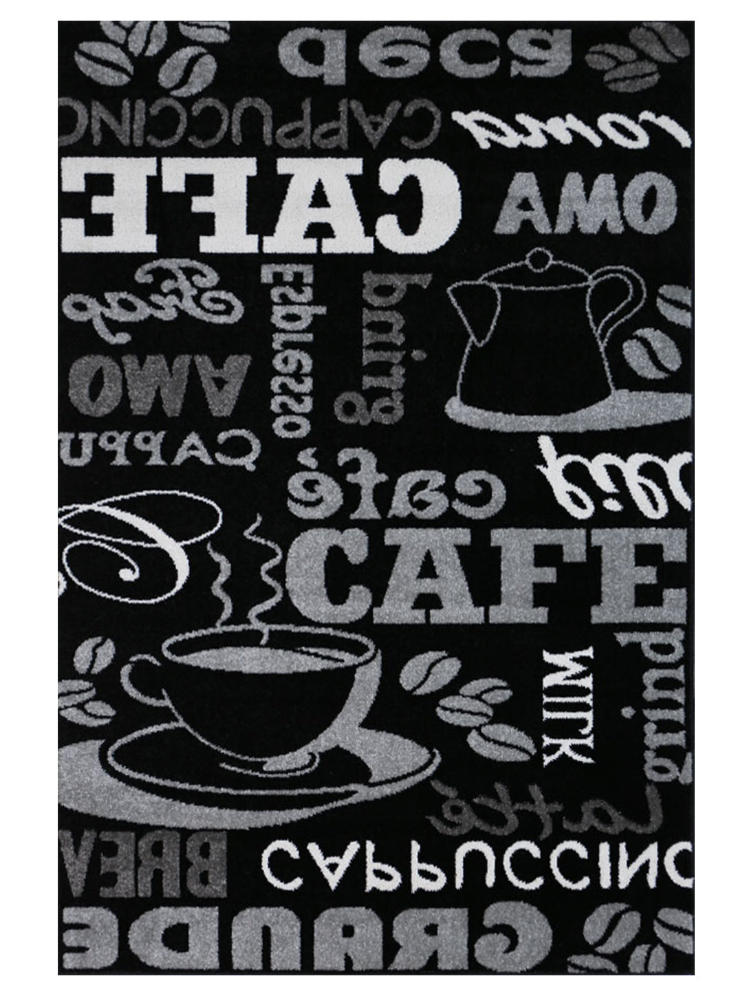 Küchenteppich Teppichläufer Coffee Design Modern Kaffee Muster in Schwarz ideal für die Lounge oder Küche-3