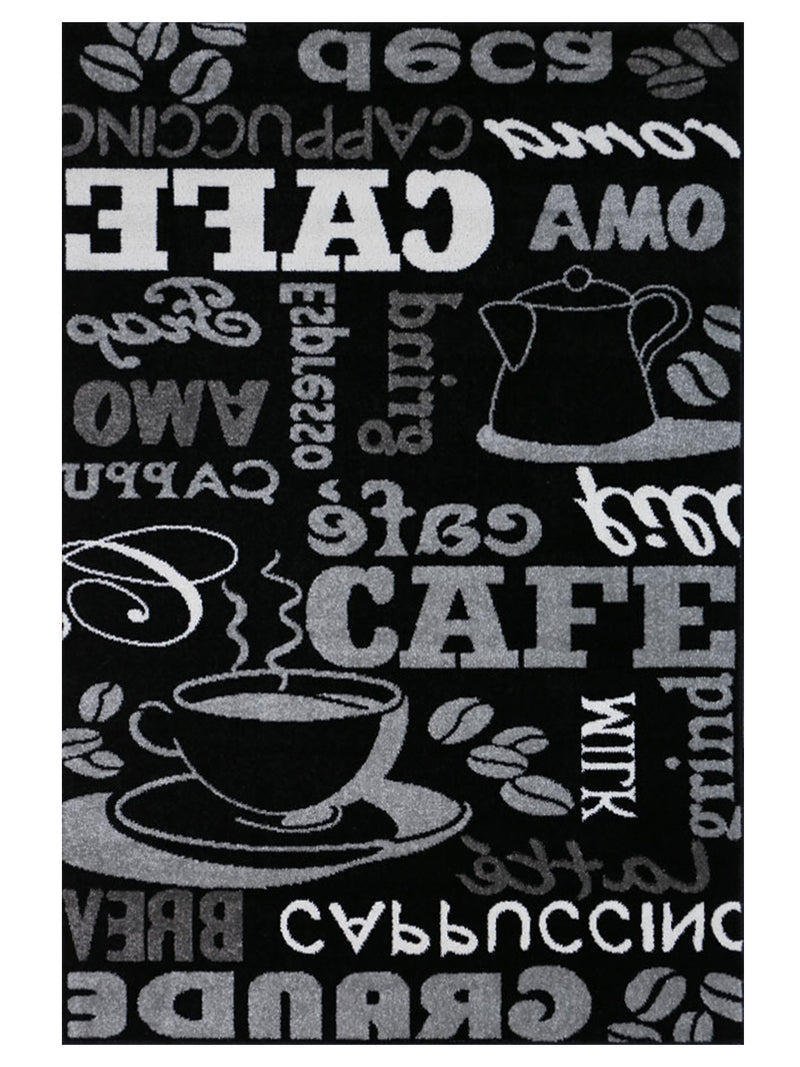 Küchenteppich Teppichläufer Coffee Design Modern Kaffee Muster in Schwarz ideal für die Lounge oder Küche-zoom-
