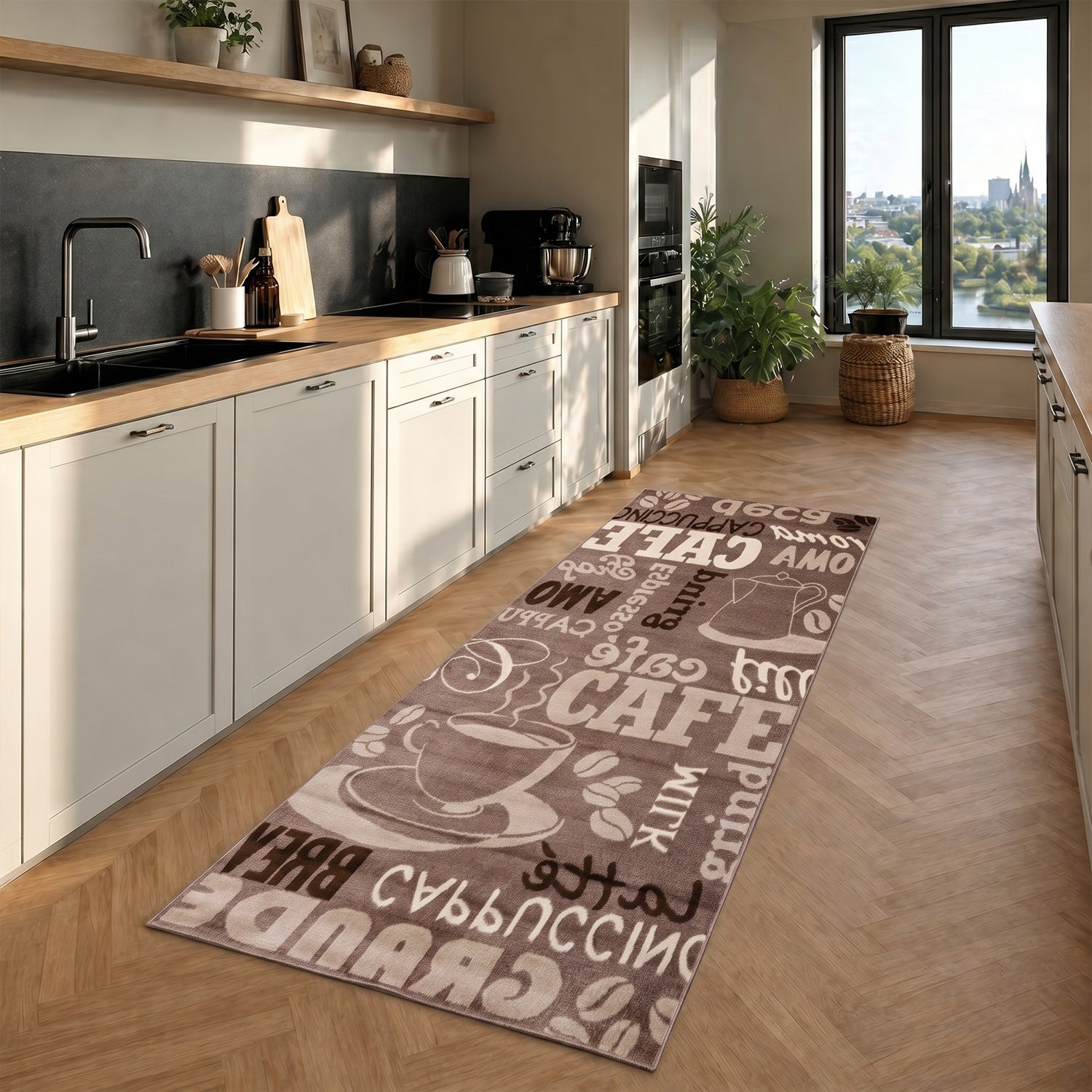 Küchenteppich Teppichläufer Coffee Modern Kaffee Design in Braun Beige Teppich für Lounge oder Küche-4