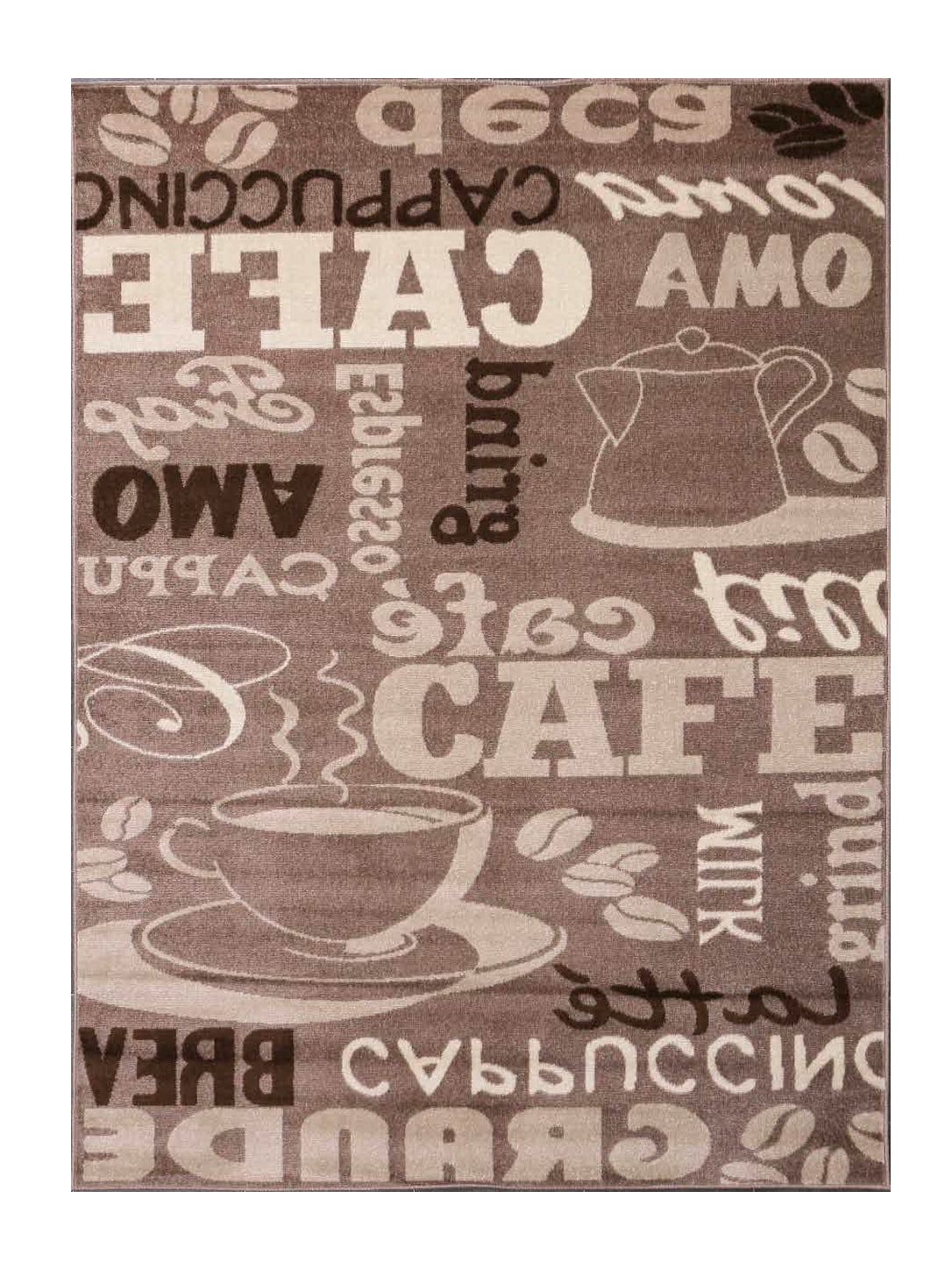 Küchenteppich Teppichläufer Coffee Modern Kaffee Design in Braun Beige Teppich für Lounge oder Küche