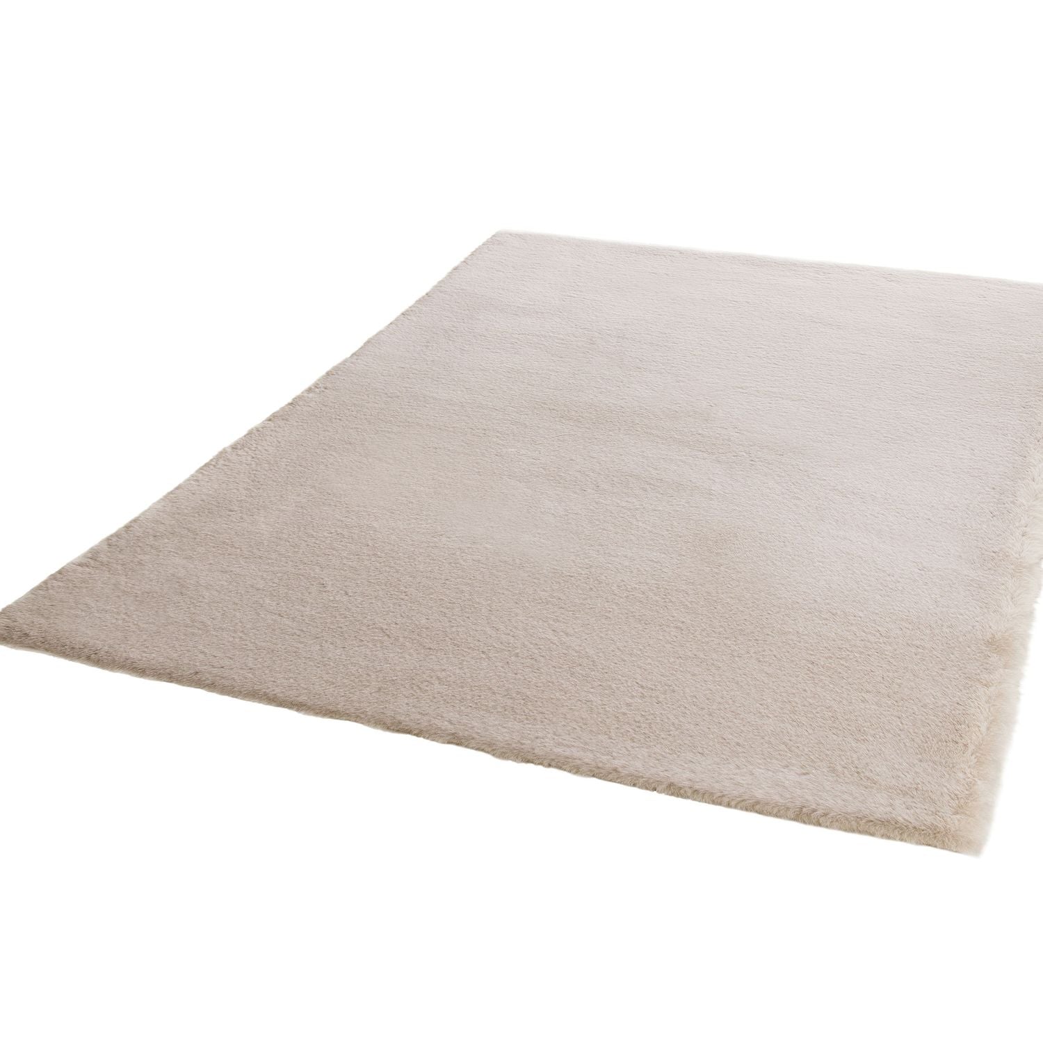 Faux fur rug in beige, dense, fluffy, silky sheen