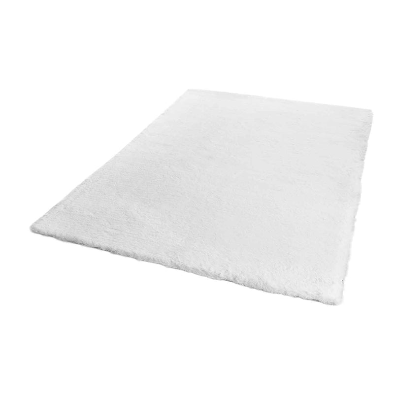 Faux fur rug in cream, dense, fluffy, silky sheen-zoom-