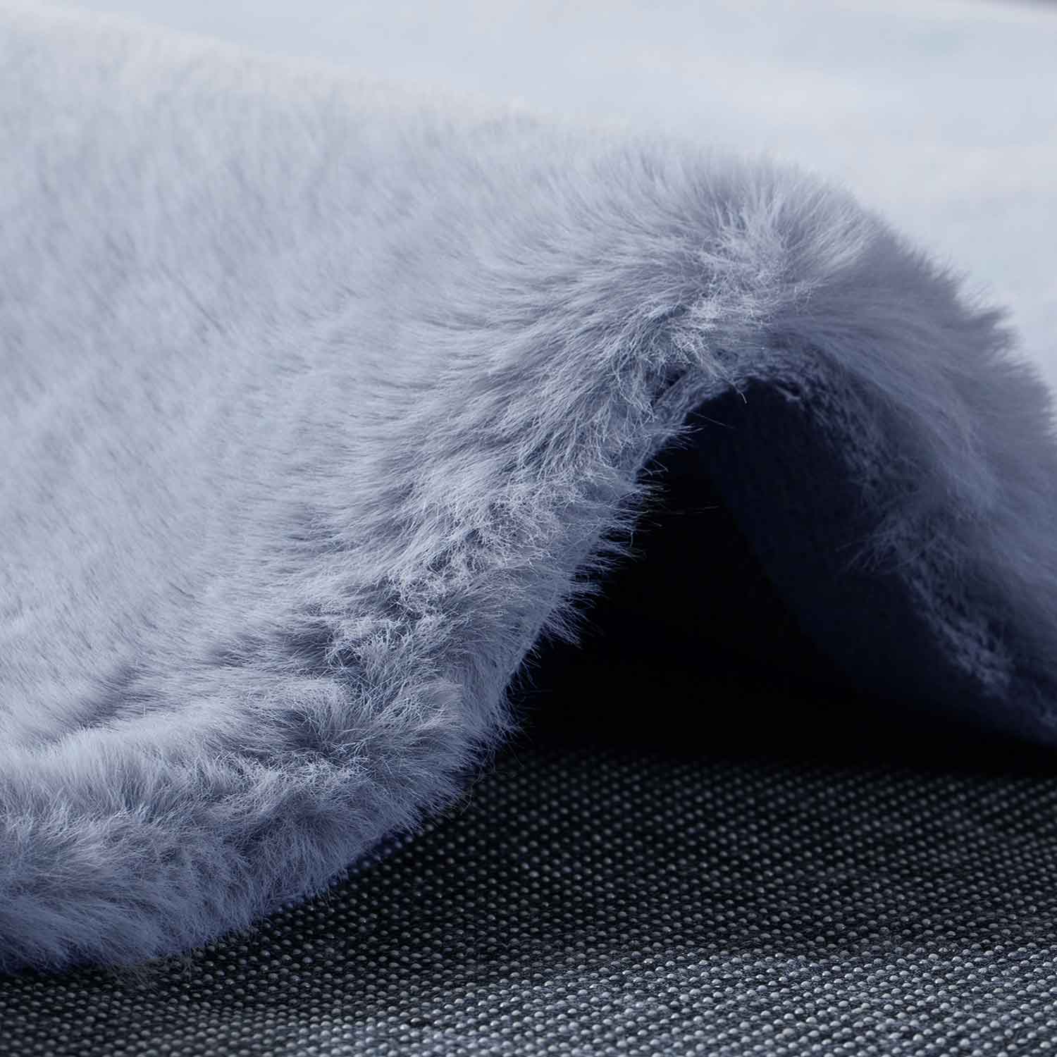 Faux fur rug in light grey, dense, fluffy, silky sheen-2