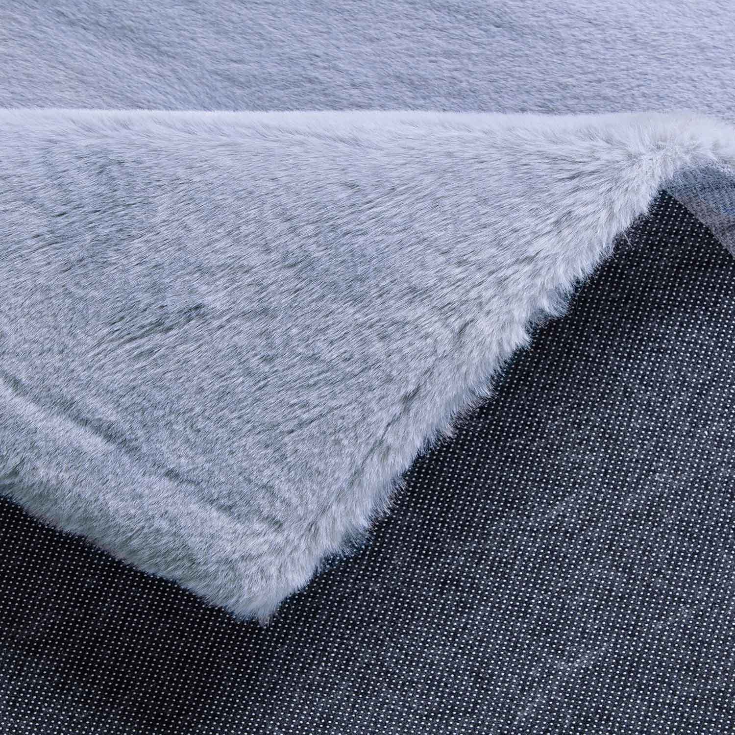 Faux fur rug in light grey, dense, fluffy, silky sheen-zoom-3