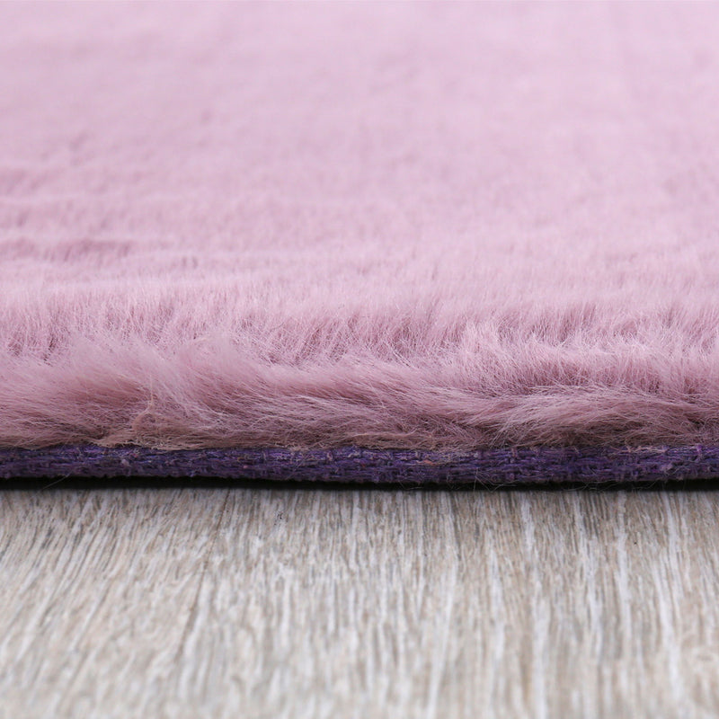 Kunstfell Teppich Imitat in Lila Dicht Flauschig Seidiger Glanz-zoom-