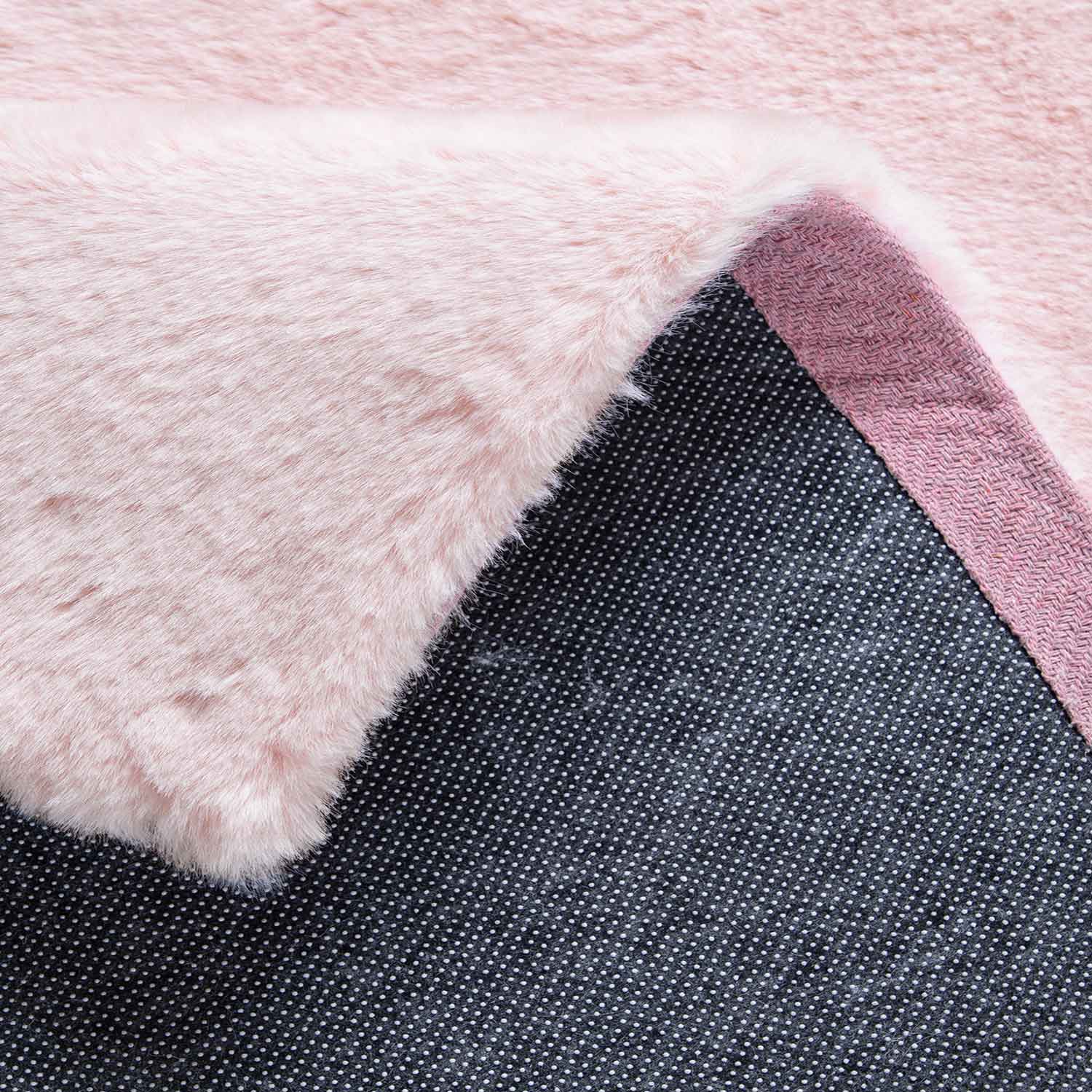 Faux fur rug in rose, dense, fluffy, silky sheen-4