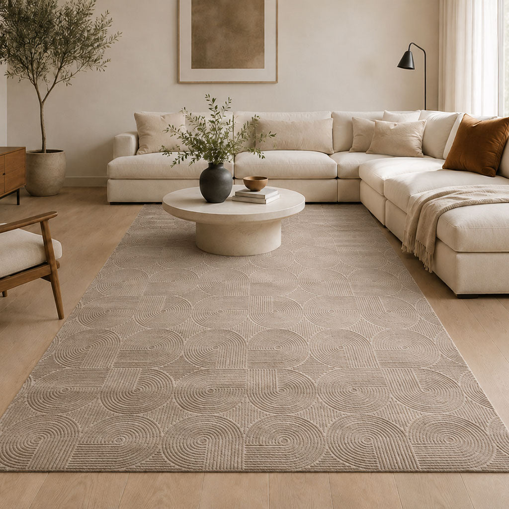 Kurzflor Teppich Boho 3D Hoch-Tief-Effekt – Teppich Wohnzimmer & Schlafzimmer