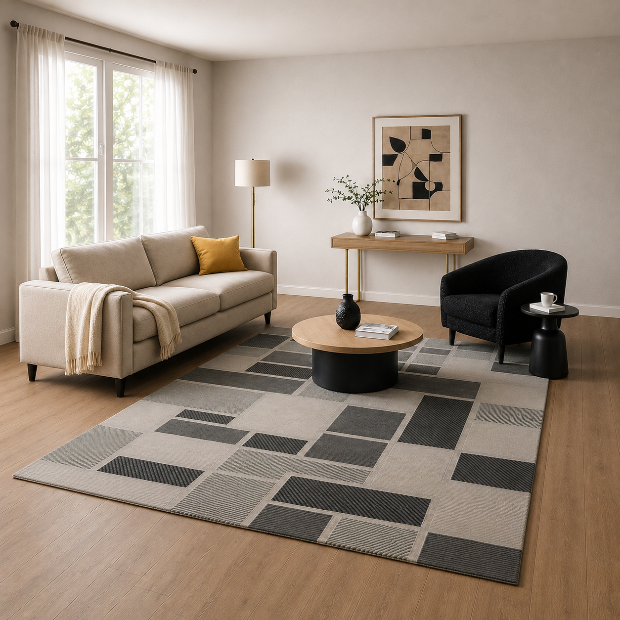 Kurzflor Teppich Boho 3D Hoch-Tief-Effekt – Teppich Wohnzimmer & Schlafzimmer-zoom-21