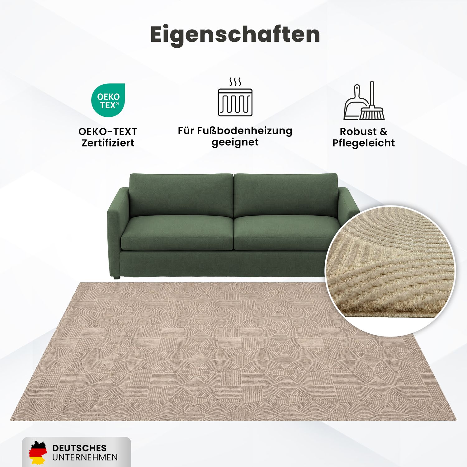 Kurzflor Teppich Boho 3D Hoch-Tief-Effekt – Teppich Wohnzimmer & Schlafzimmer-zoom-15