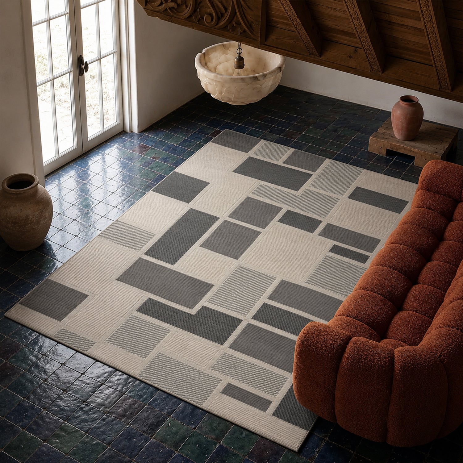 Kurzflor Teppich Boho 3D Hoch-Tief-Effekt – Teppich Wohnzimmer & Schlafzimmer-34