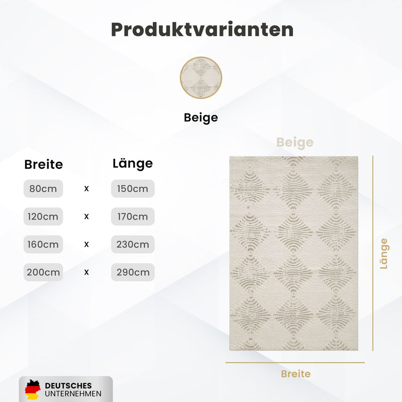 Kurzflor Teppich Boho 3D Hoch-Tief-Effekt – Teppich Wohnzimmer & Schlafzimmer-zoom-