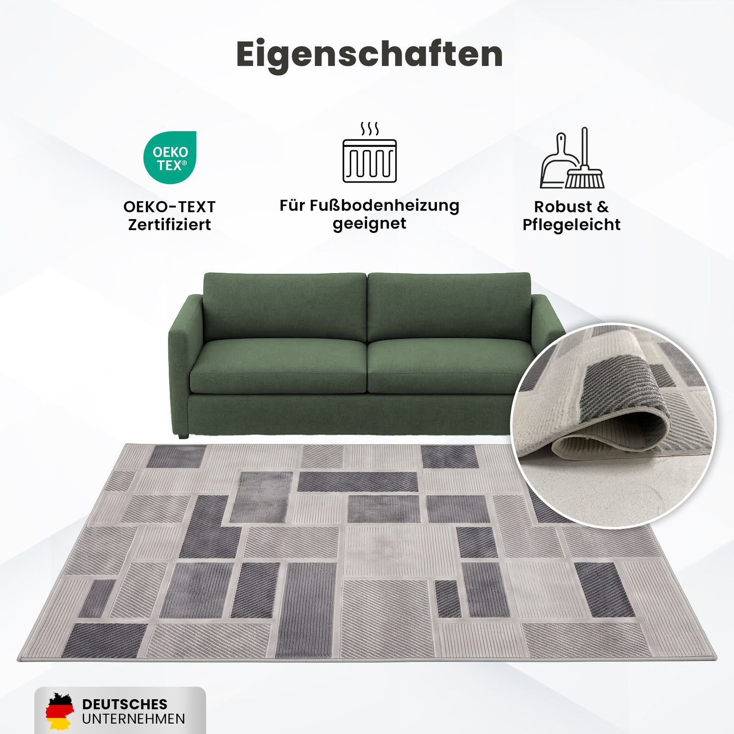 Kurzflor Teppich Boho 3D Hoch-Tief-Effekt – Teppich Wohnzimmer & Schlafzimmer-zoom-33