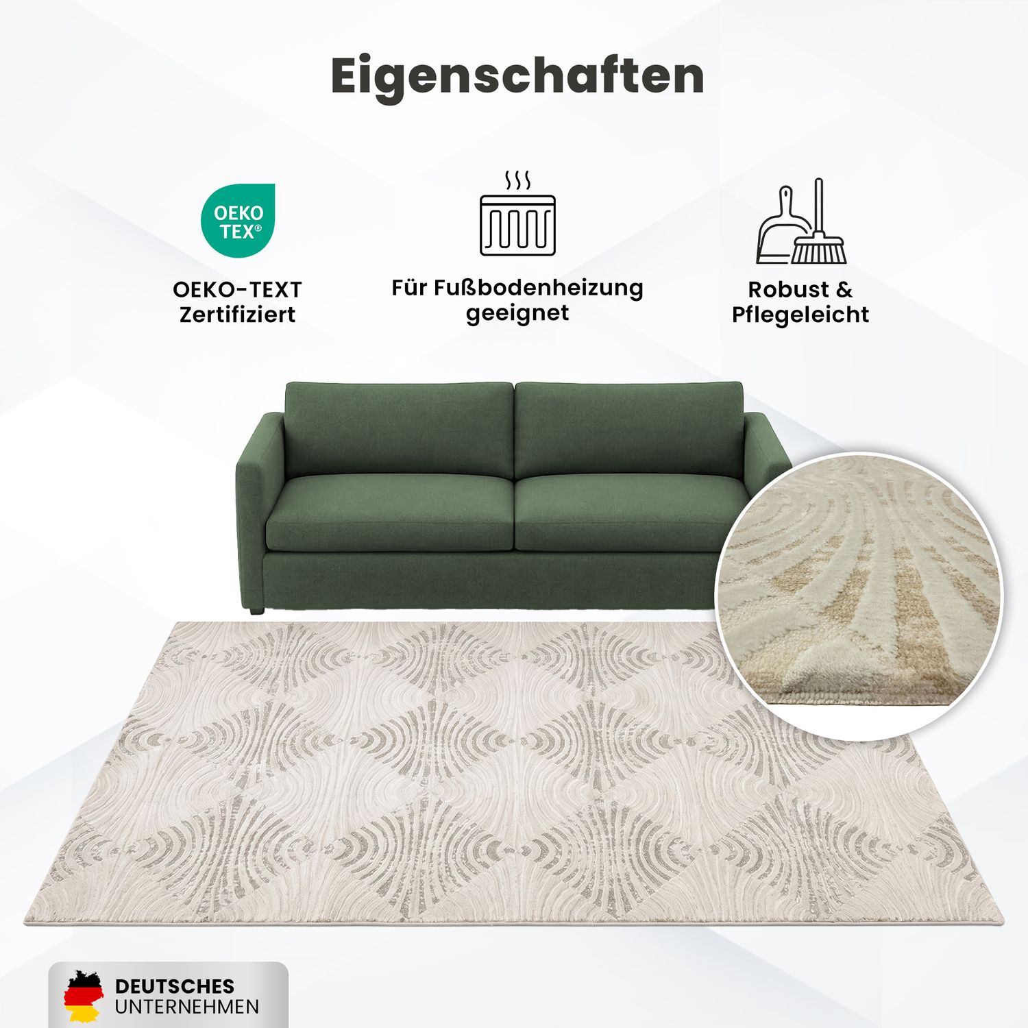 Kurzflor Teppich Boho 3D Hoch-Tief-Effekt – Teppich Wohnzimmer & Schlafzimmer-zoom-14