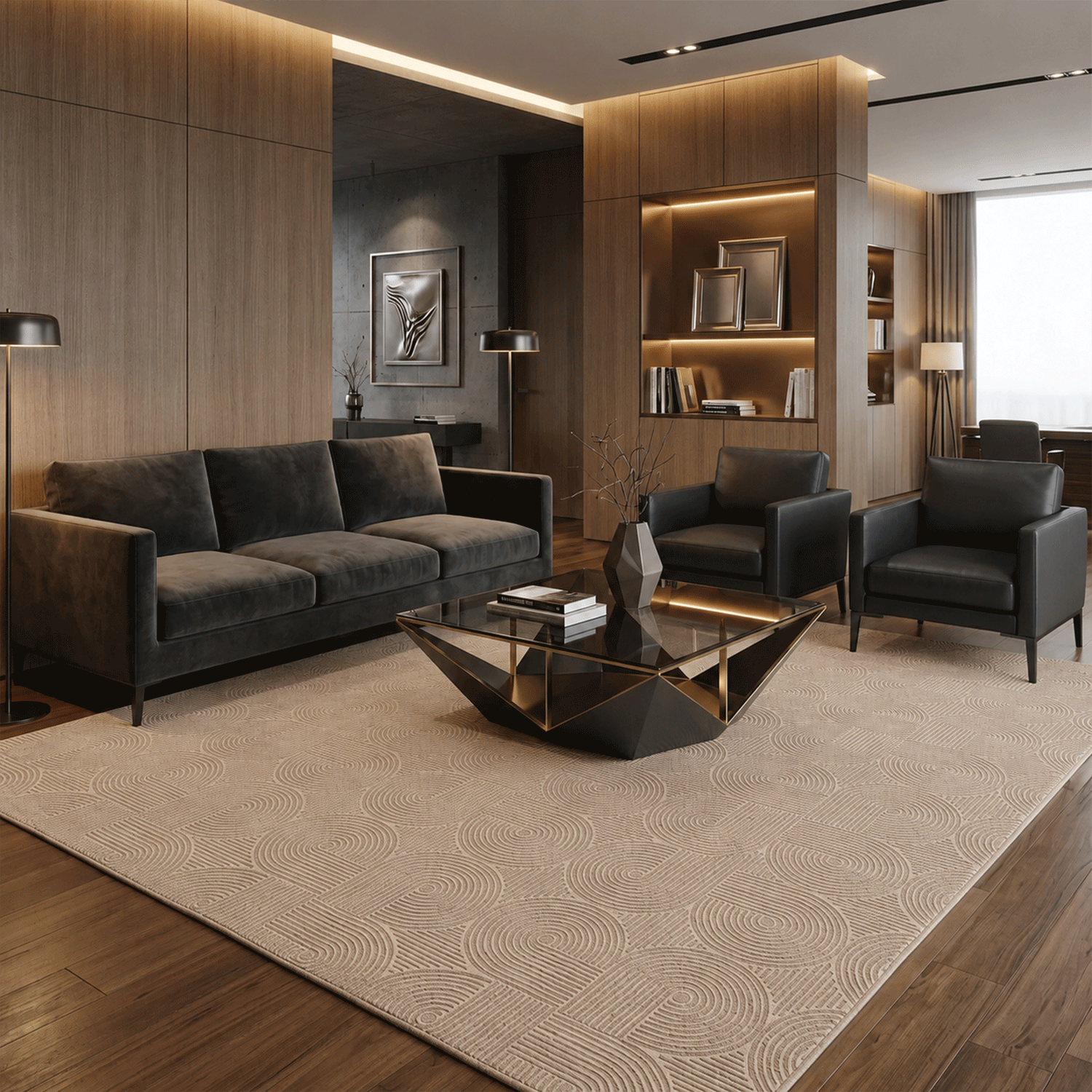 Kurzflor Teppich Boho 3D Hoch-Tief-Effekt – Teppich Wohnzimmer & Schlafzimmer-zoom-10