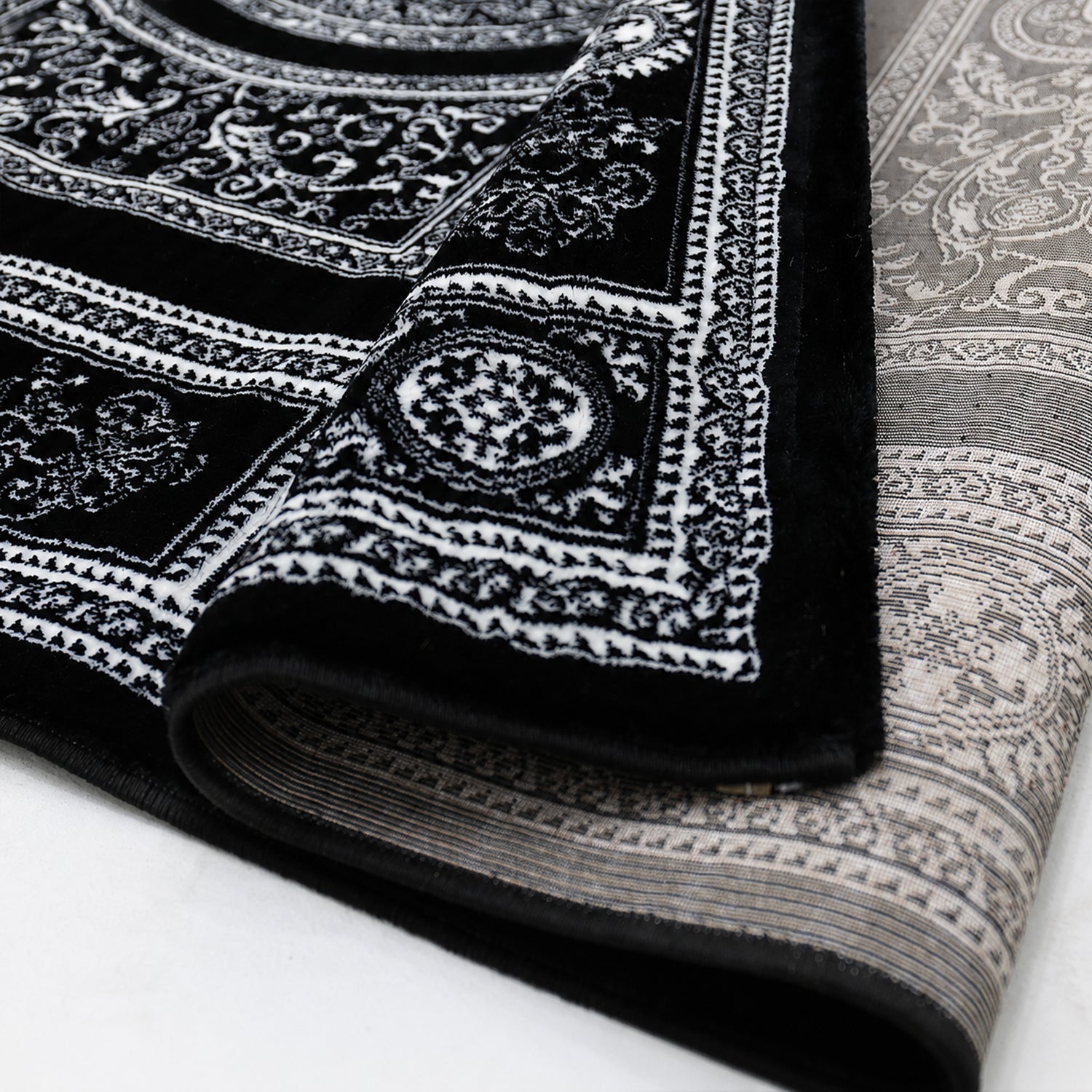 Kurzflor Teppich Orientalisch Schwarz & Gold– Teppich Wohnzimmer & Schlafzimmer-7