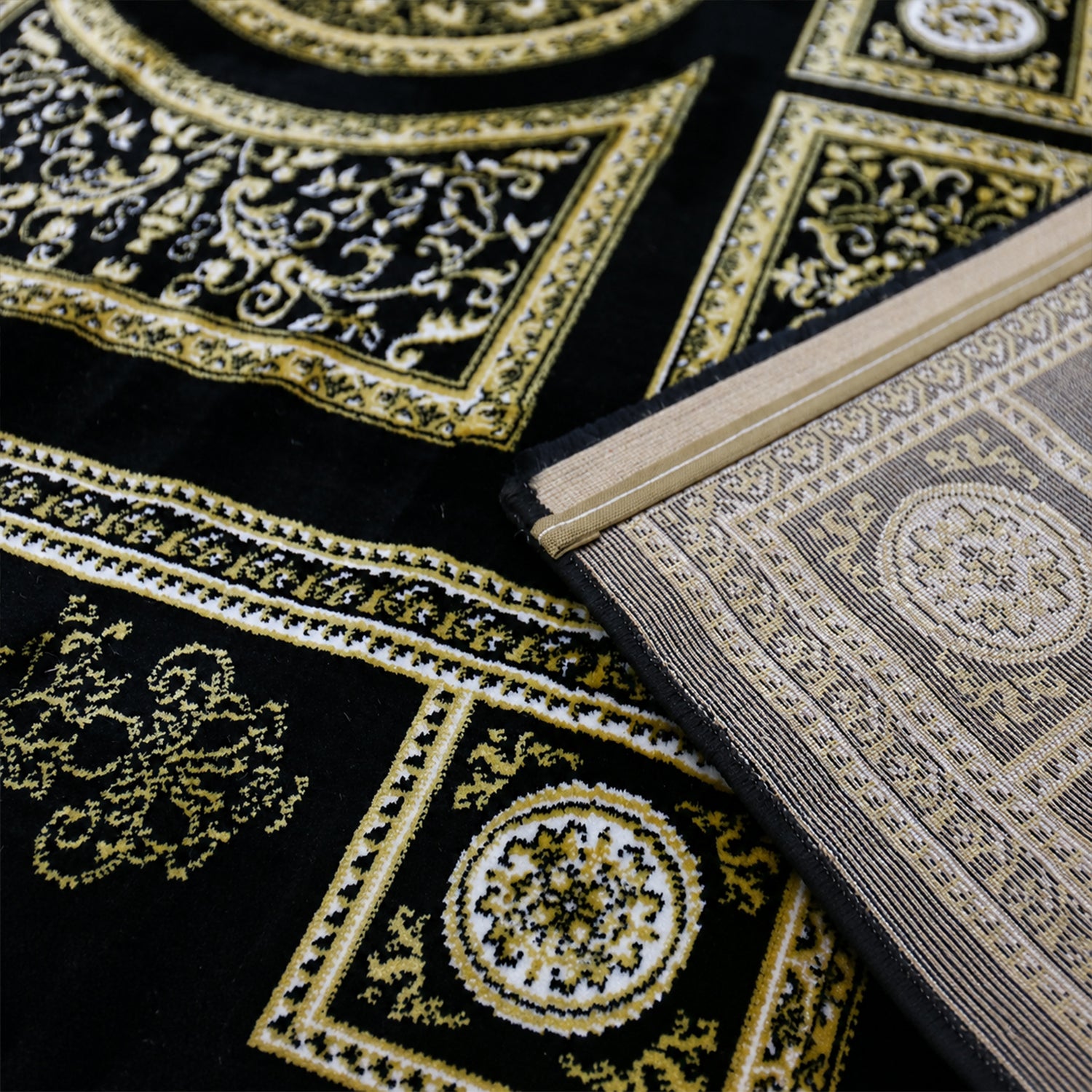 Kurzflor Teppich Orientalisch Schwarz & Gold– Teppich Wohnzimmer & Schlafzimmer-14