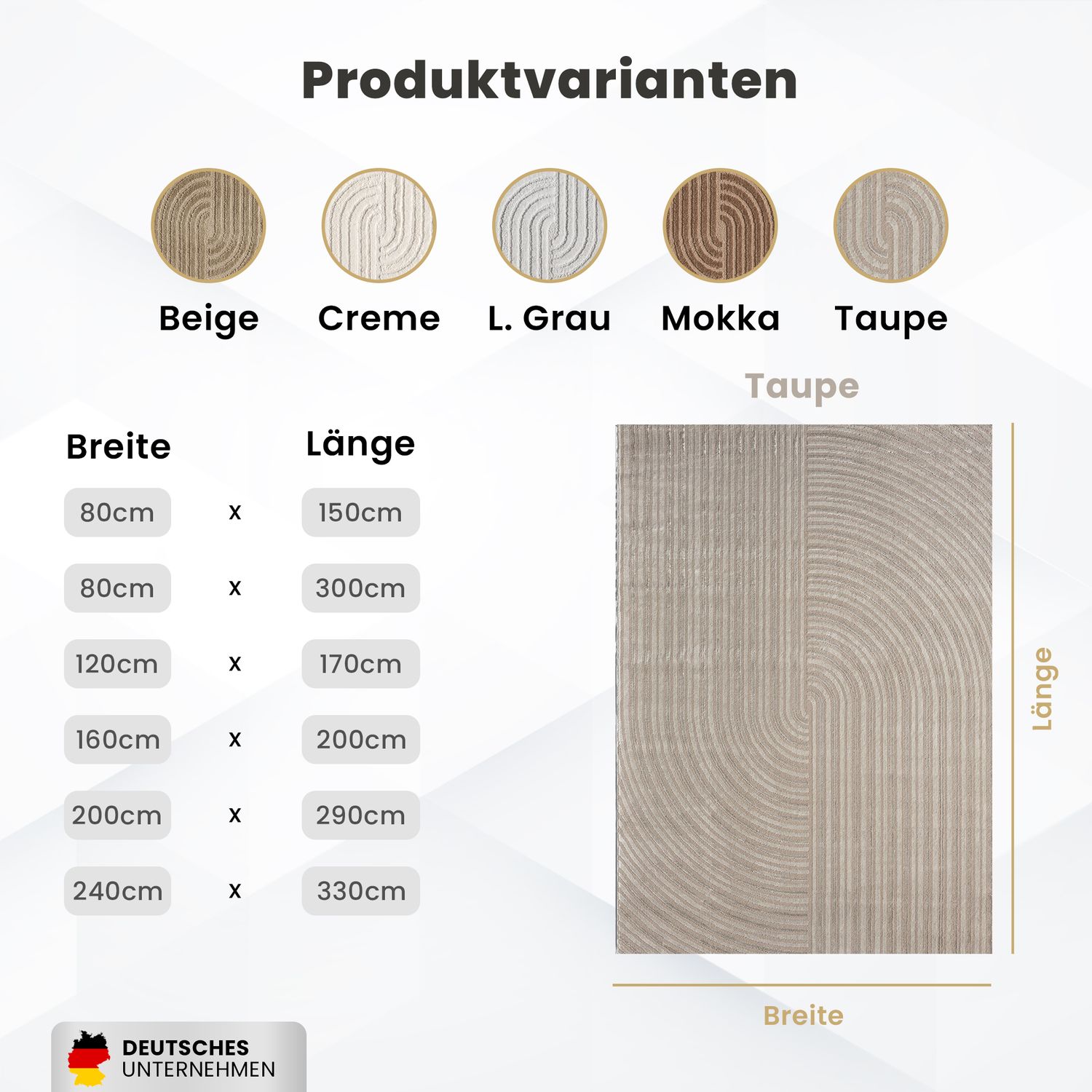 Kurzflor-Teppich Boho modern – Dünner Wohnzimmer- & Schlafzimmerteppich mit 3D Hoch-Tief-Effekt, pflegeleicht-zoom-24