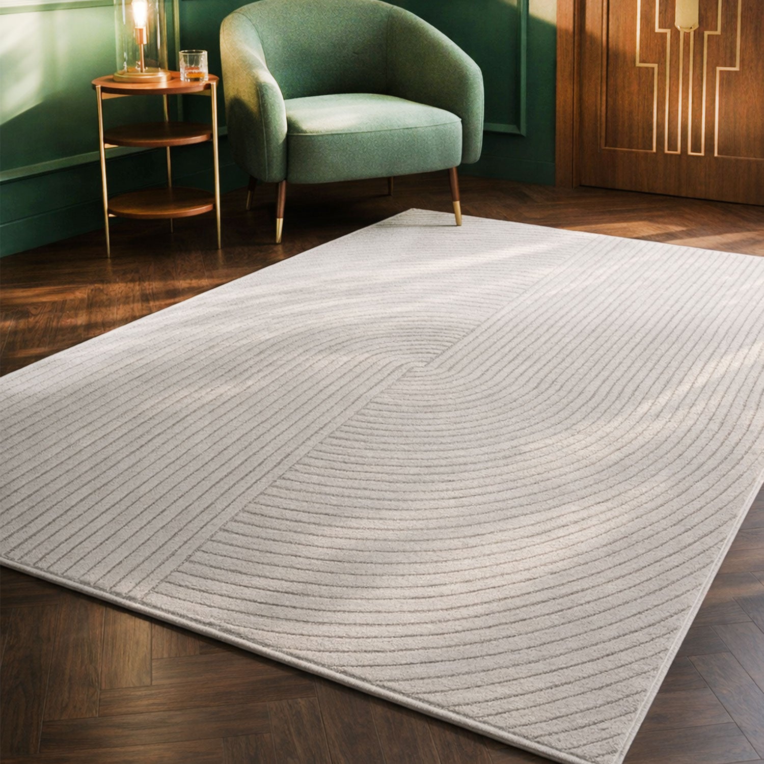 Short-pile rug Boho modern – Thin living room & bedroom rug with 3D high-low effect, easy to care for-zoom-8