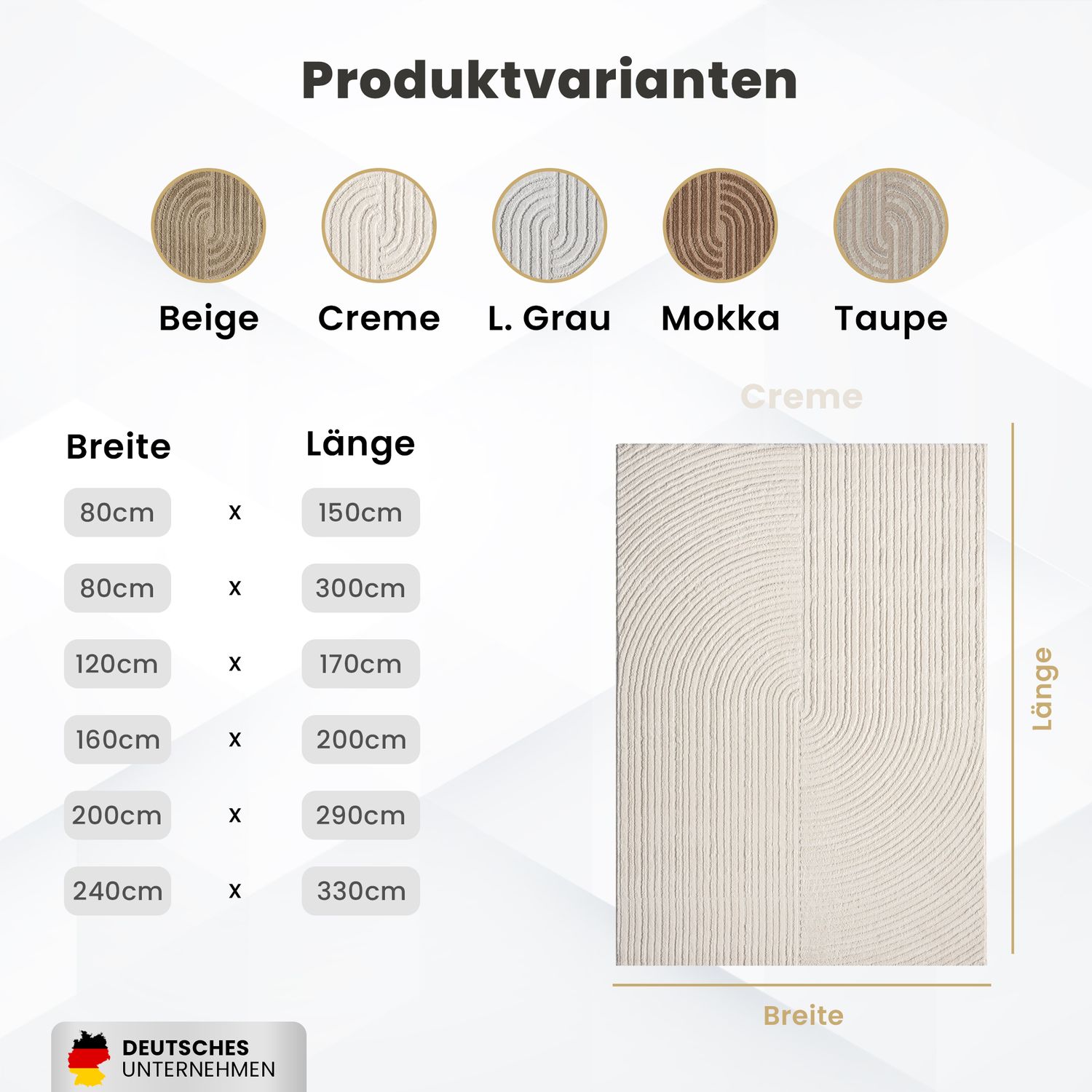 Kurzflor-Teppich Boho modern – Dünner Wohnzimmer- & Schlafzimmerteppich mit 3D Hoch-Tief-Effekt, pflegeleicht-8