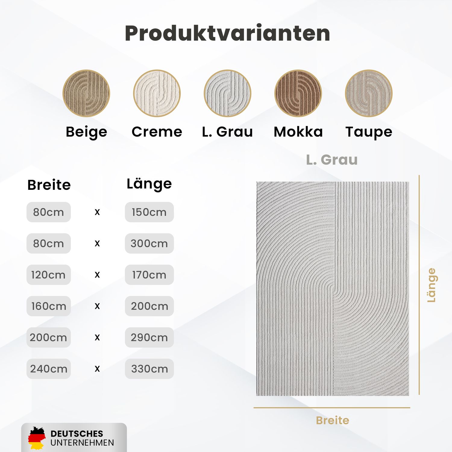 Kurzflor-Teppich Boho modern – Dünner Wohnzimmer- & Schlafzimmerteppich mit 3D Hoch-Tief-Effekt, pflegeleicht-16