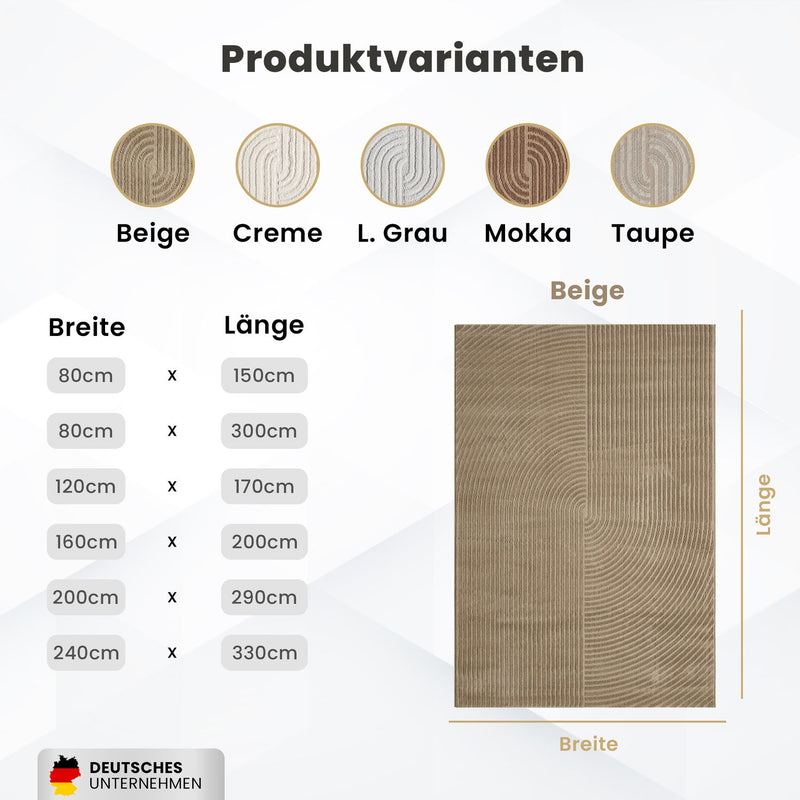Kurzflor-Teppich Boho modern – Dünner Wohnzimmer- & Schlafzimmerteppich mit 3D Hoch-Tief-Effekt, pflegeleicht-zoom-