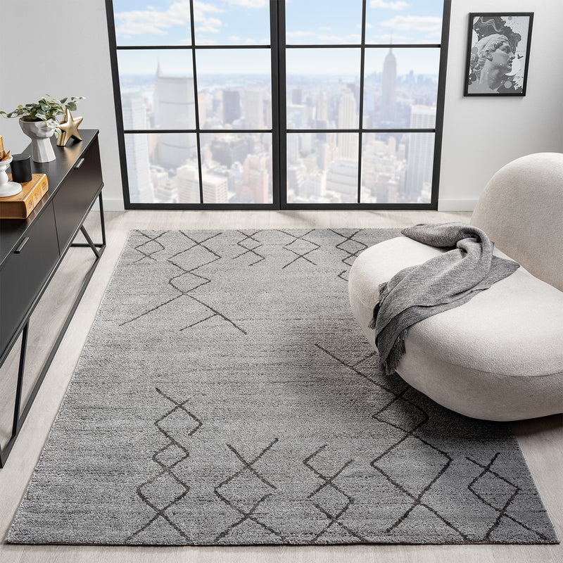 Kurzflor Teppich Skandinavisch Berberlook Wohnzimmer Schlafzimmer Modern Streifen-zoom-