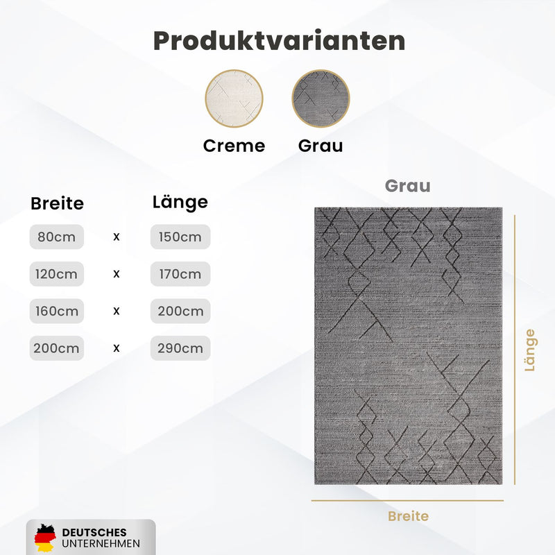 Kurzflor Teppich Skandinavisch Berberlook Wohnzimmer Schlafzimmer Modern Streifen-zoom-