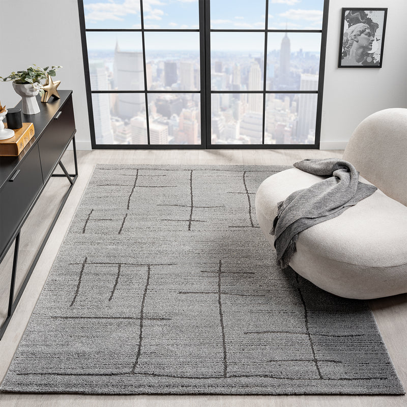 Kurzflor Teppich Skandinavisch Wohnzimmer Schlafzimmer Boho Optik Weich Streifen-zoom-