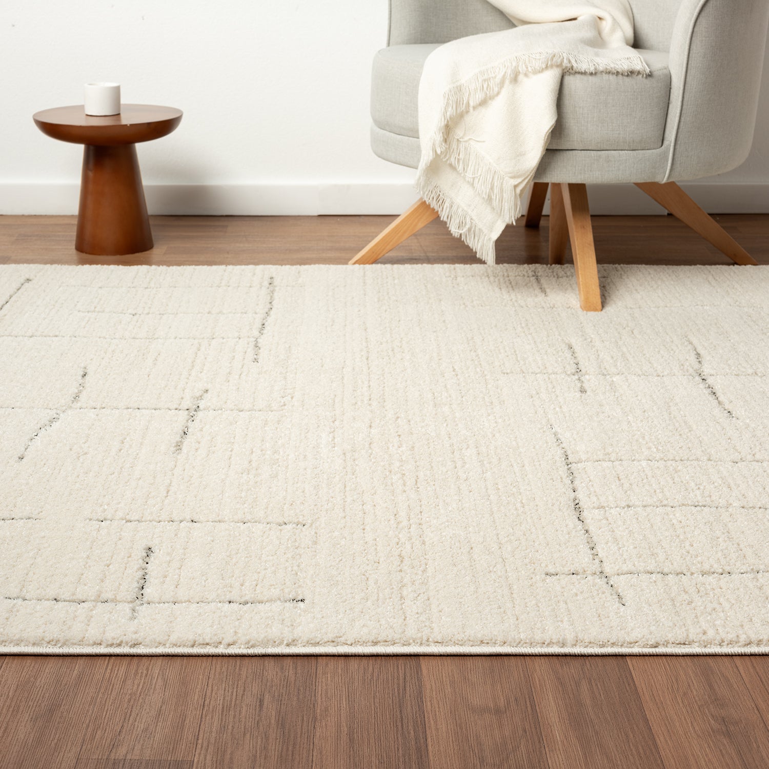 Kurzflor Teppich Skandinavisch Wohnzimmer Schlafzimmer Boho Optik Weich Streifen-zoom-6