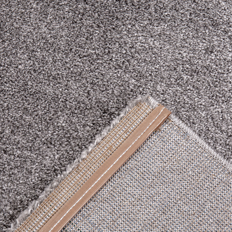 Short-pile rug, solid color, soft & fluffy, silky sheen in grey/anthracite, for living room, bedroom, kitchen-zoom-