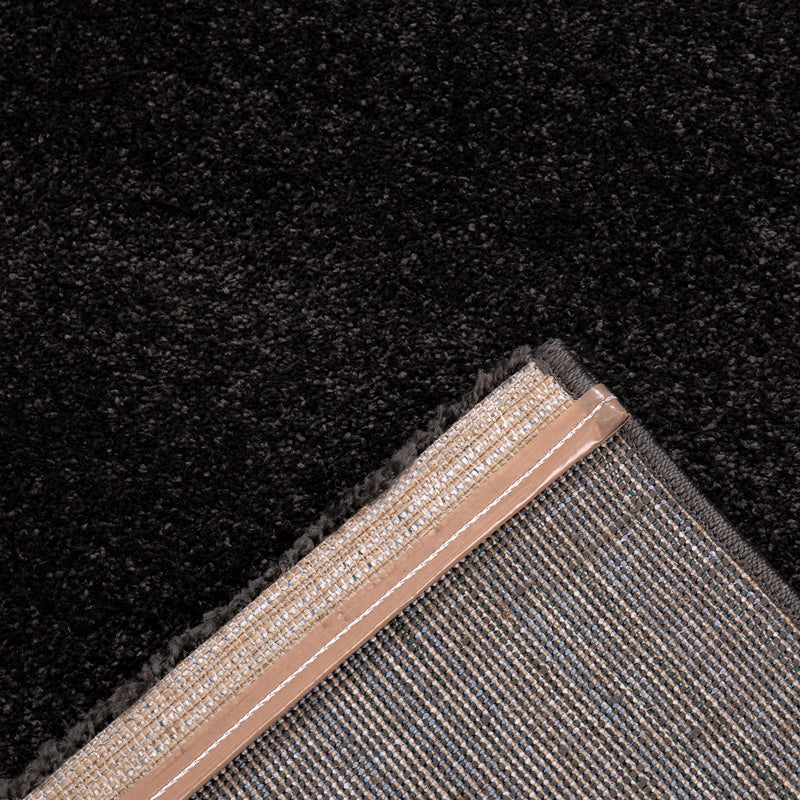 Short-pile rug, solid color, soft & fluffy, silky sheen in grey/anthracite, for living room, bedroom, kitchen-zoom-