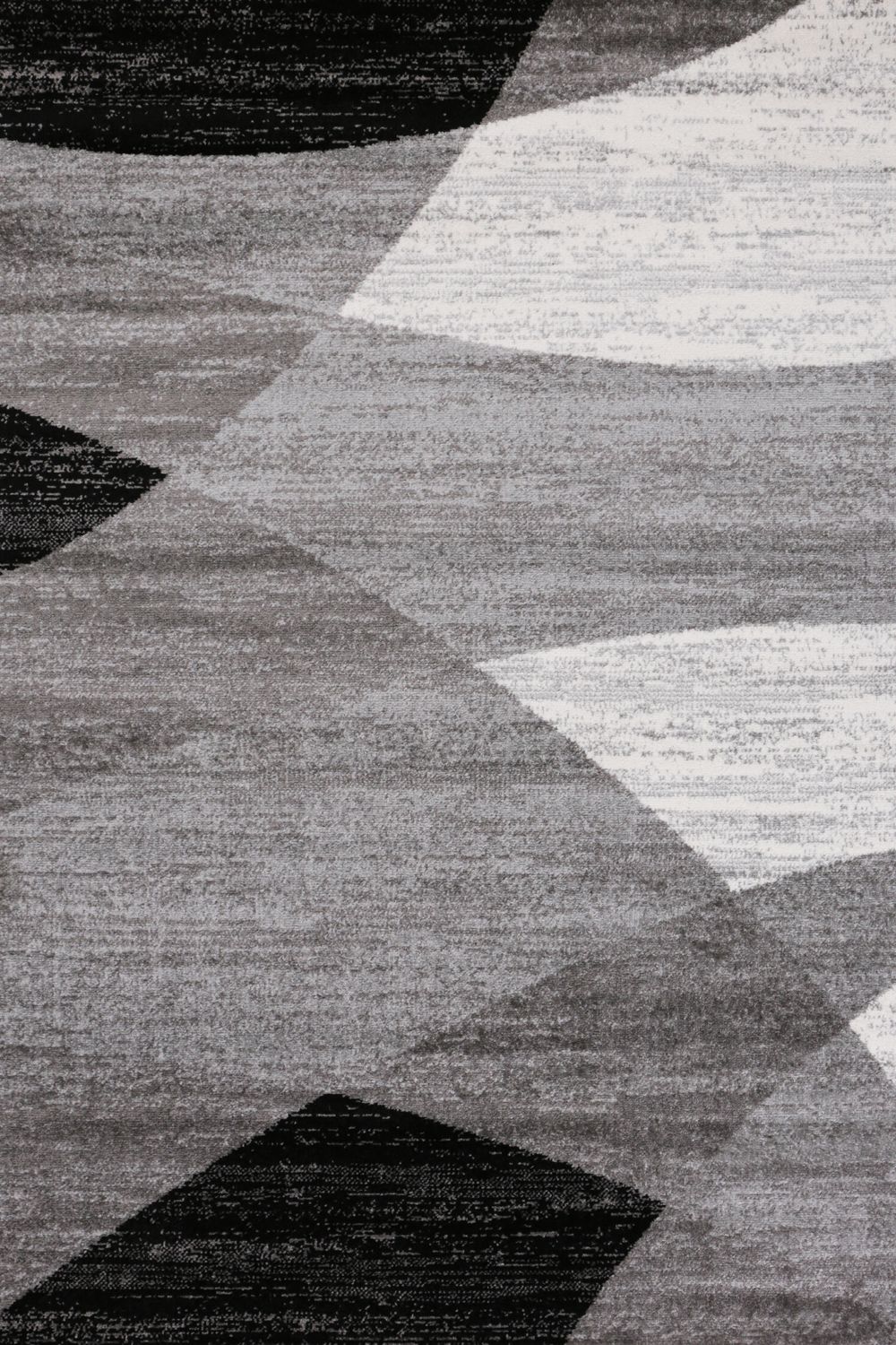 Teppich Geometrisches Muster Meliert in Grau Weiß Schwarz Kurzflor Läufer Wohnzimmer
