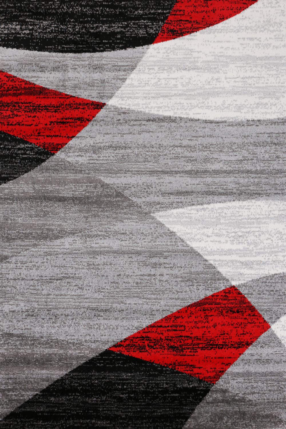 Teppich Geometrisches Muster Meliert in Rot Grau Weiß Schwarz Kurzflor Wohnzimmer