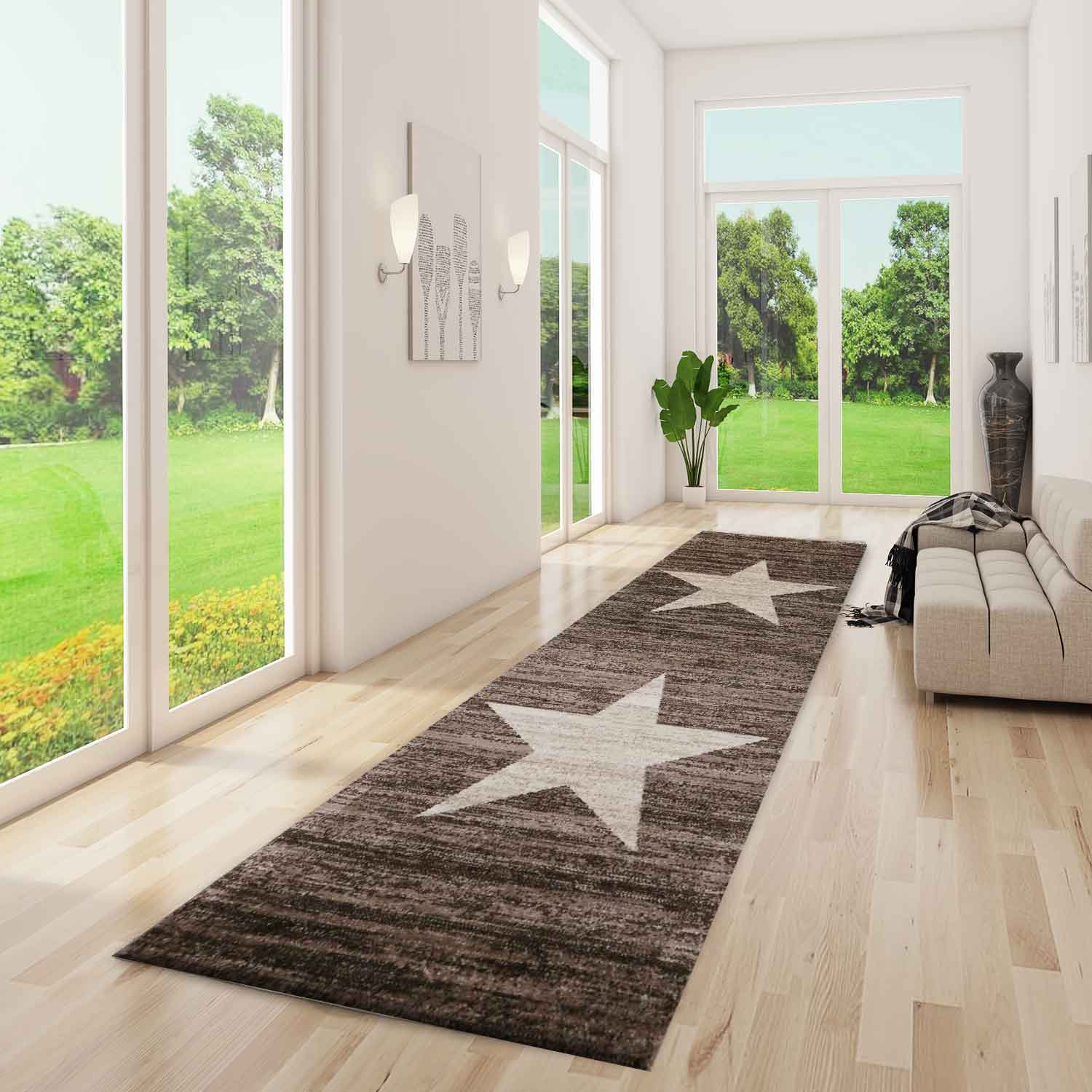 Milano9121 Beige Trendy Short Pile Rug, Star Pattern-zoom-2