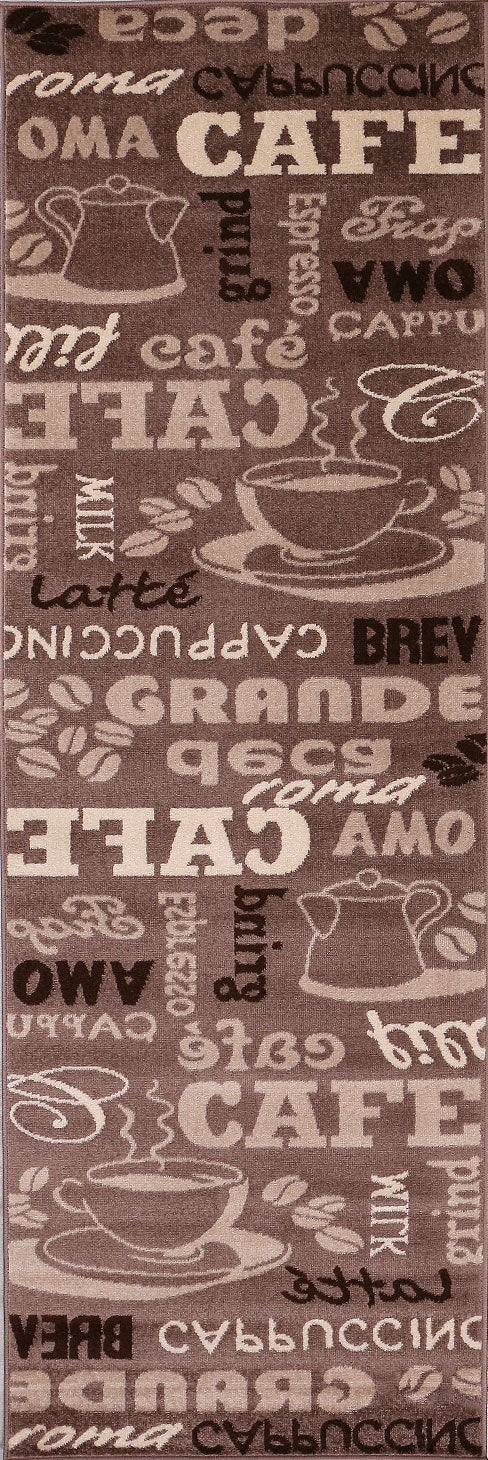 Kitchen rug, carpet runner, modern coffee design in brown and beige, suitable for lounge or kitchen-zoom-7