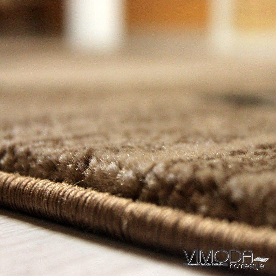 Designer Teppich Wohnzimmer Braun Beige Kariert Retro mit geometrischen Motiven und Farbverlauf-3