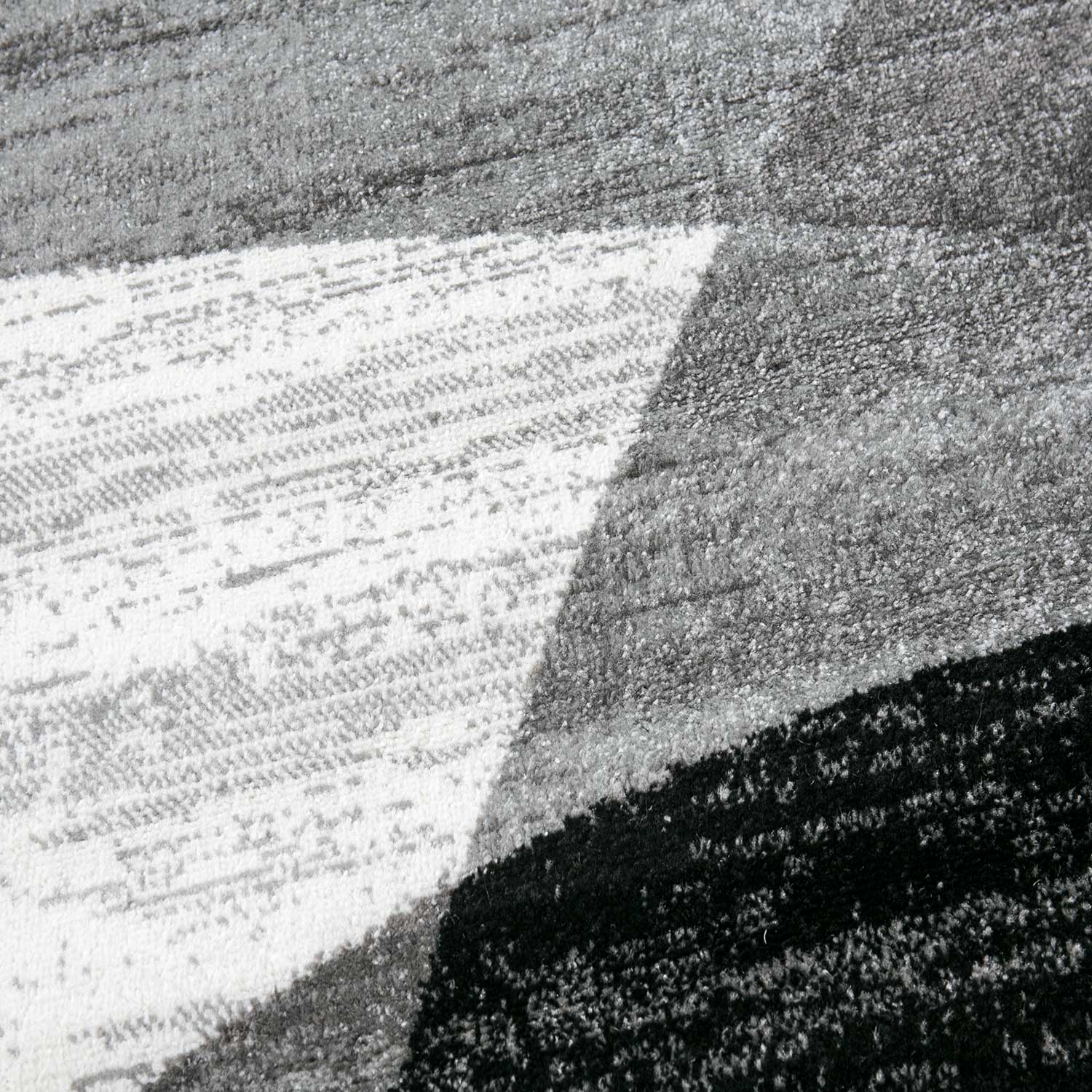 Geometric Pattern Mottled Rug in Grey, White, and Black, Short Pile Runner for Living Room-zoom-3