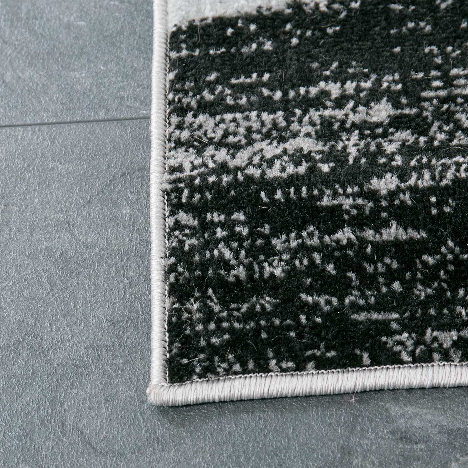 Teppich Geometrisches Muster Meliert in Grün Grau Weiß Schwarz Kurzflor Wohnzimmer-4