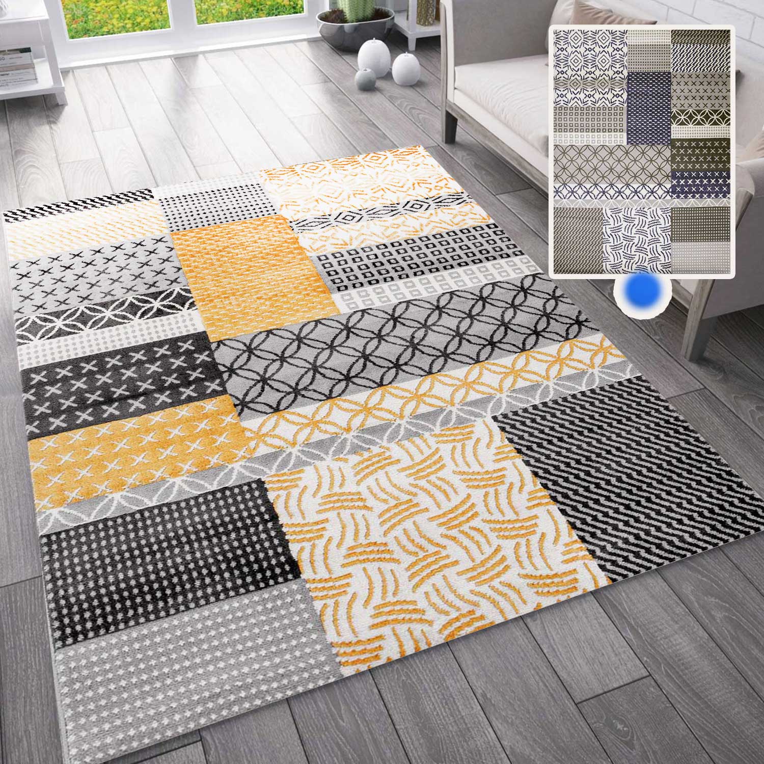 Modern patchwork rug for the living room & bedroom