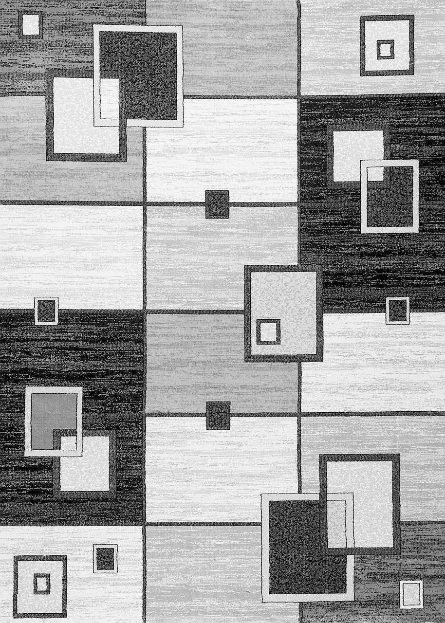 Designer Teppich Wohnzimmer Grau Anthrazit Kariert Retro mit geometrischen Motiven und Farbverlauf