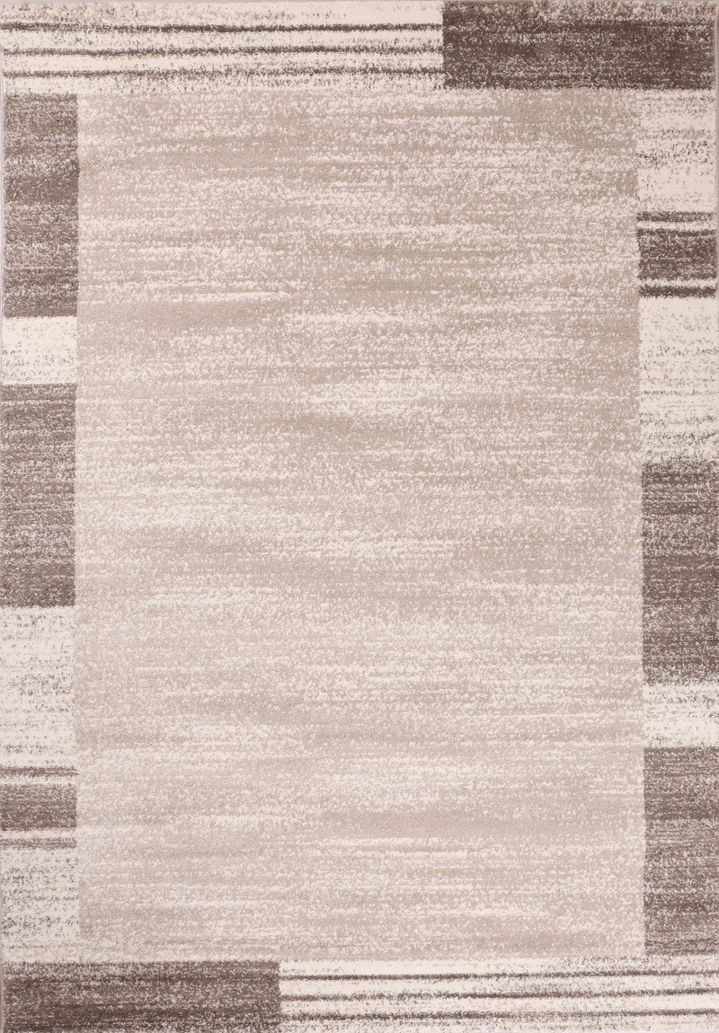 Moderner Designer Teppich mit Abstrakt Muster in Beige Braun Bordüre Rand-zoom-