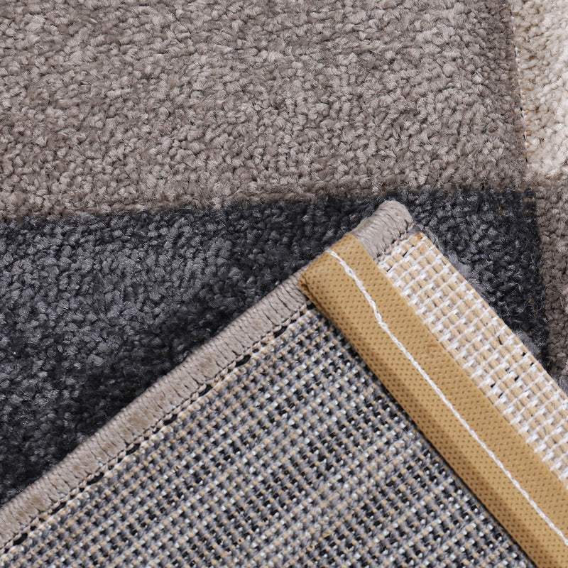 Kurzflor Teppich Wohnzimmer Kariert Grau Anthrazit Creme Beige Weich Robust Konturenschnitt-zoom-