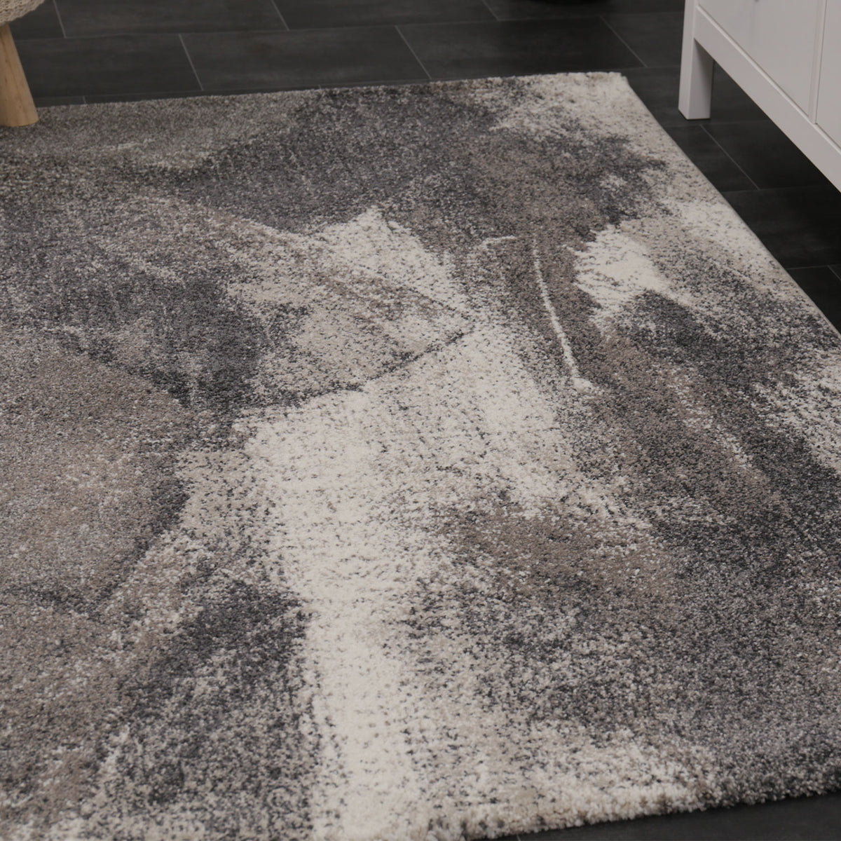 Designer Teppich mit Abstraktem Muster in Grau und Beige-zoom-2